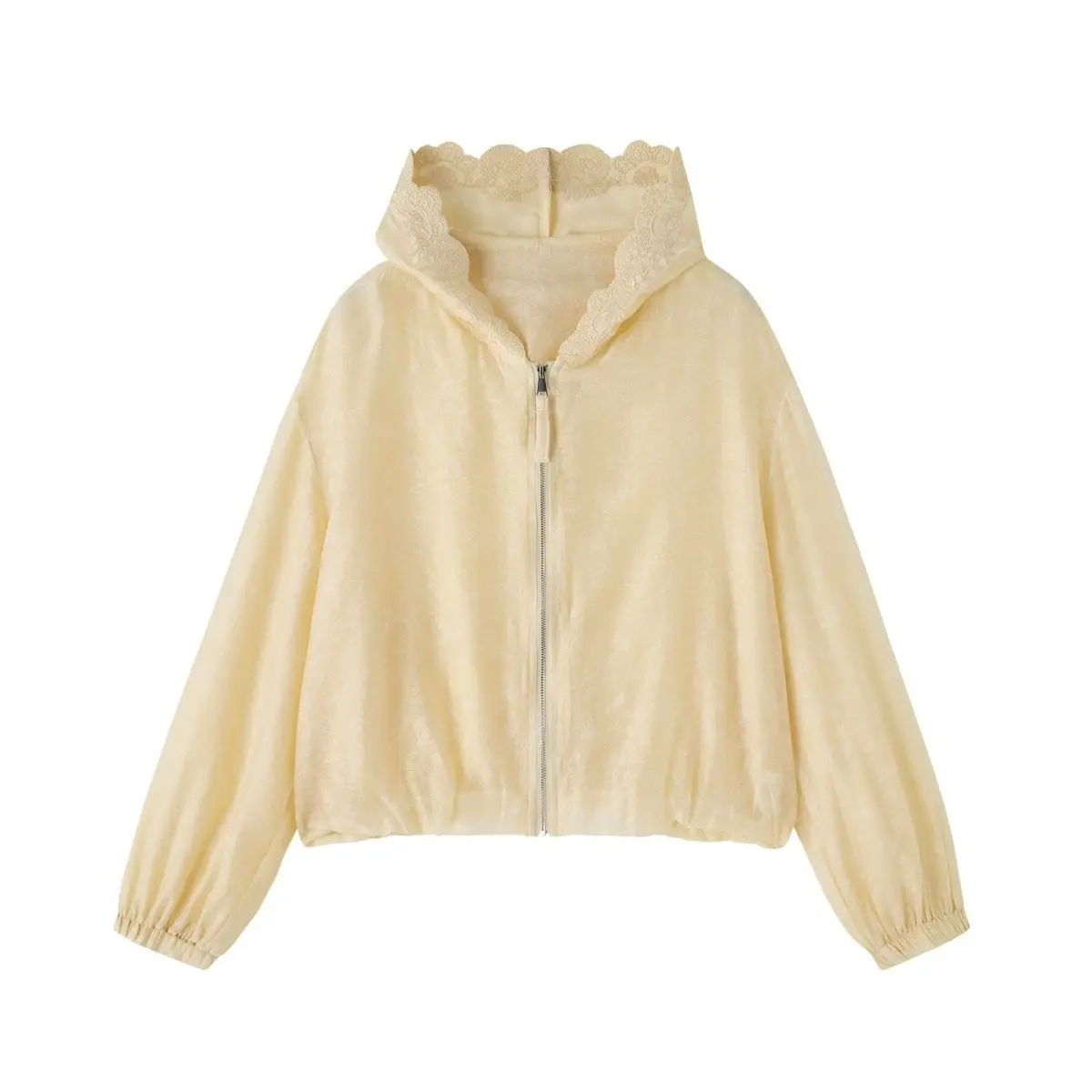 Heavy Industry Lace Embroidered Hooded Sunscreen Coat for Women Spring/Summer 2026 New Fashion Glossy Light Luxury Top Thin