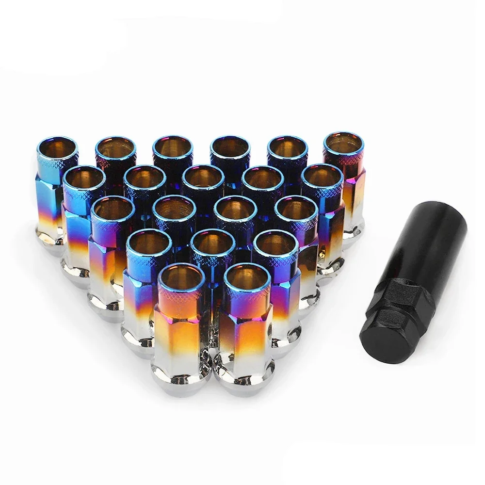 20 sztuk / zestaw SR48 Stalowe przedłużone otwarte felgi do samochodów wyścigowych Nakrętki zaciskowe Rozszerzone nakrętki tunera