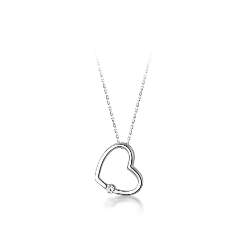 Modian White & Pink Zircon Hollow Out Hearts 100% Authentic 925 Sterling Silver Pendant Necklace for Women Fashion Fine Jewelry