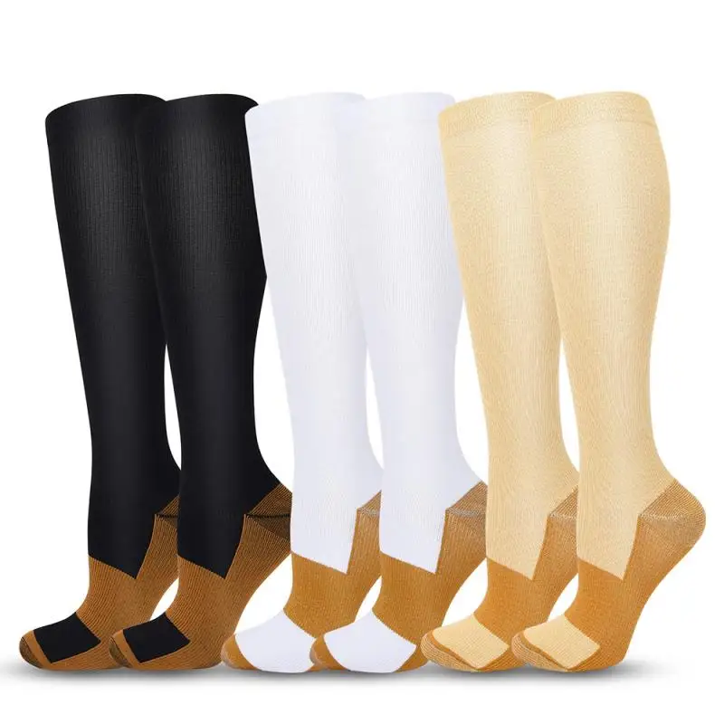 

Copper Ion Compression Outdoor Cycling Socks, Men's and Women's Nylon Solid Color Long Tube Elastic Socks Gym Sports Socks