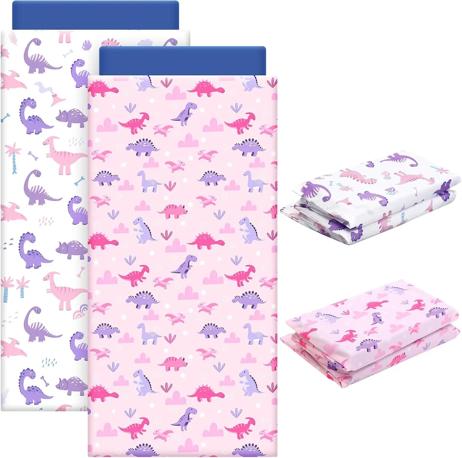 

2-Pack Toddler Nap Mat Covers, 47x21 Inch Microfiber Sheets with Sewn-in Flap for Daycare and Preschool