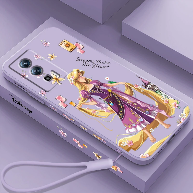 Girl Disney Tangled Rapunzel Liquid Left Rope For Xiaomi Redmi 13C 12 12C K60 A1 K50 11 K40 10C 10 9A 9AT 9T 9C 5G Back