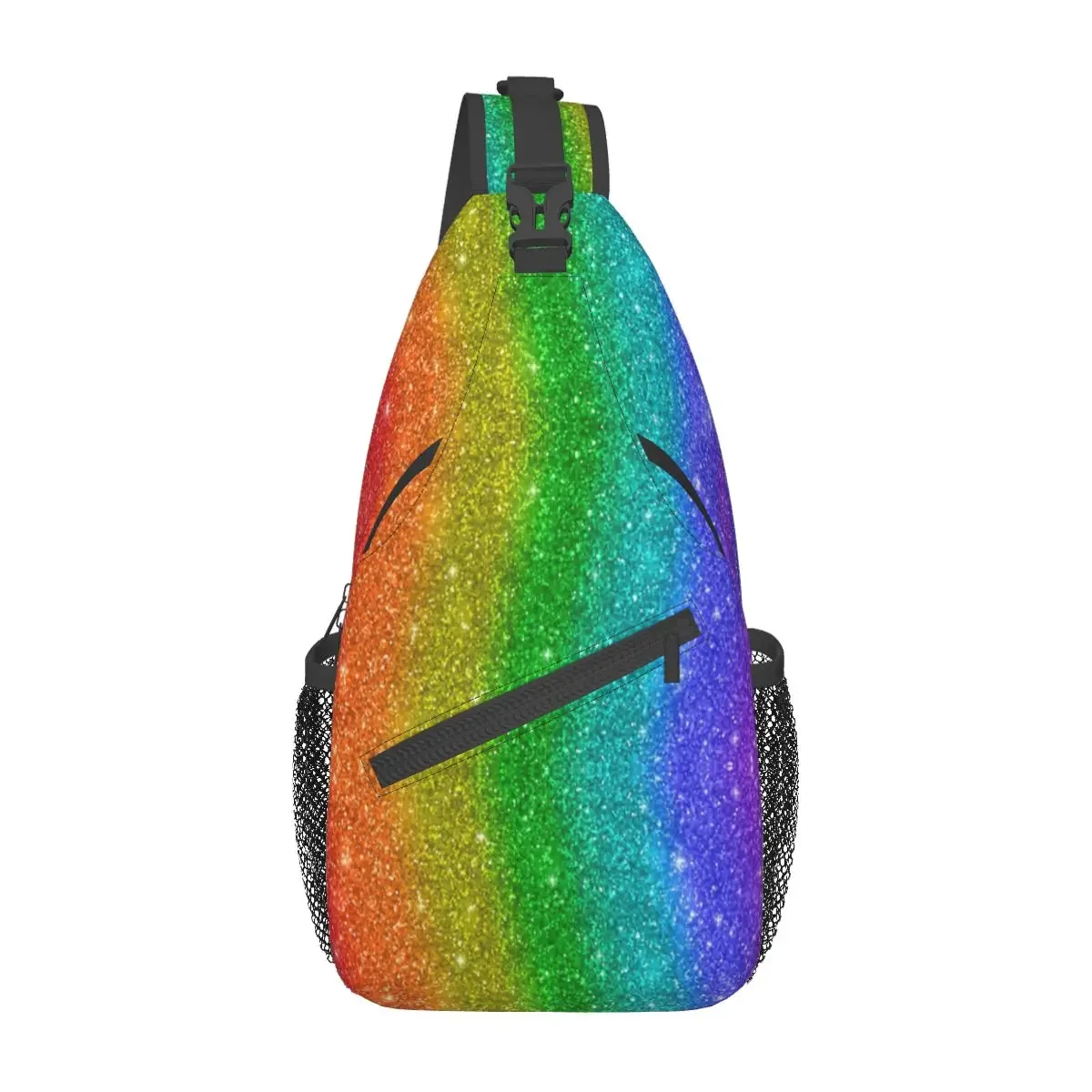 Glitter Rainbow Pride Crossbody Sling Bag Small Chest Bag LGBT Rainbow Shoulder Backpack Daypack Travel Hiking Cycling Satchel