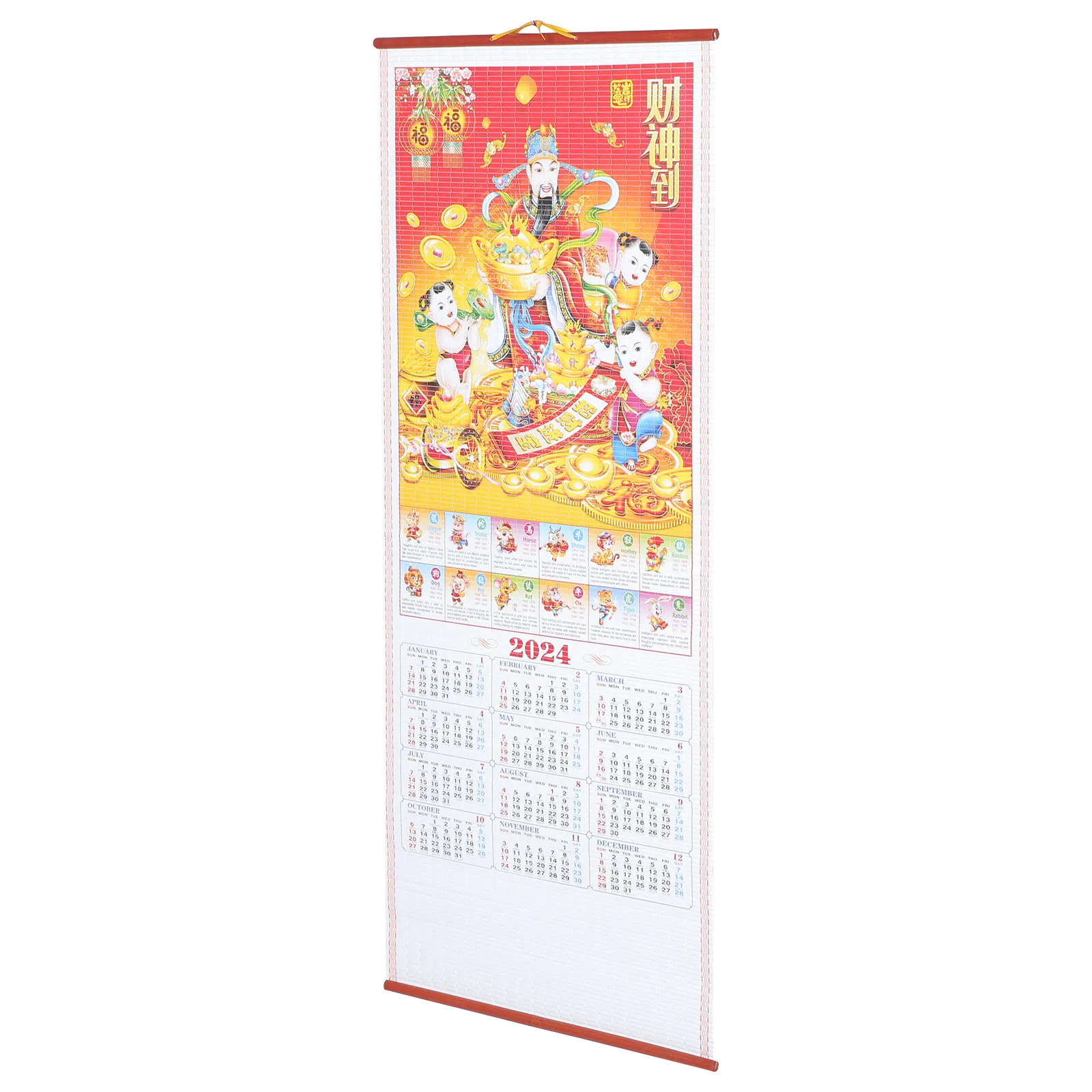 

2024 Traditional Chinese Wall Hanging Calendar Lunar Solar Term Calendar Thick Premium Paper Monthly Layout Home Office Decor
