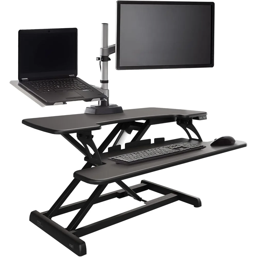 Desk Pro Plus 36 Electric - Standing Desk Converter - Height Adjustable Desk Riser - Stand Up Converter for Home Office Workspa