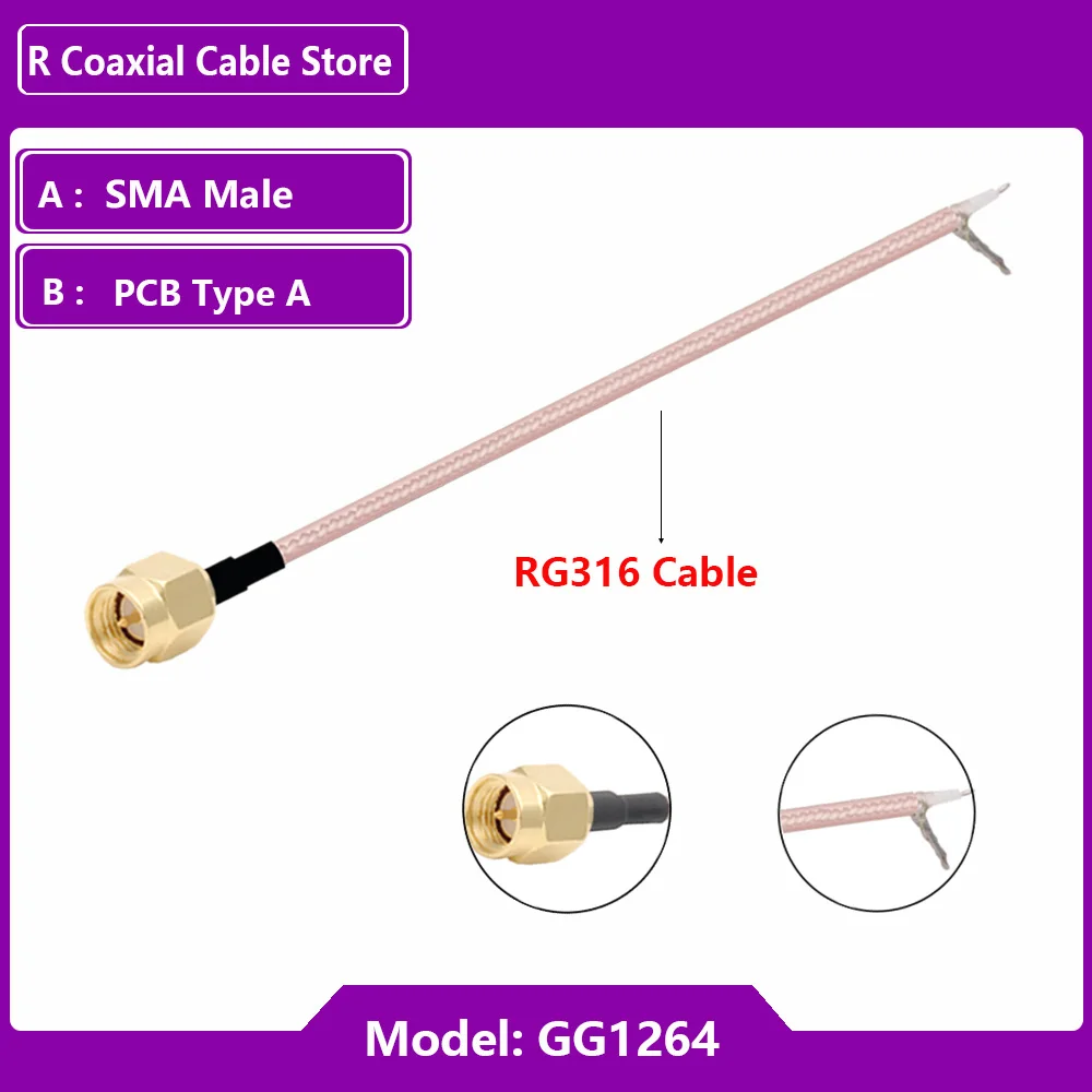 1pc RF Coaxial RG316 Cable SMA Female to PCB Solder Pigtail  for WIFI Wireless Router GPS GPRS Low Loss Jackplug Wire Connector