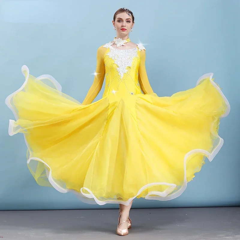 

Ballroom Dance Dresses Standard Waltz Tango Dance Competition Dresses Female Long Sleeve Modern Dance Flamenco Jazz Dancing