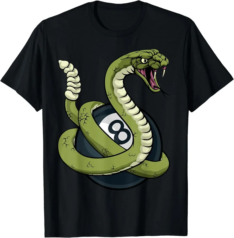 Snake Pool 8 Ball Billiards Best Design Great Gift Tee T-ShirtHigh Quality 100%Cotton Short Sleeve