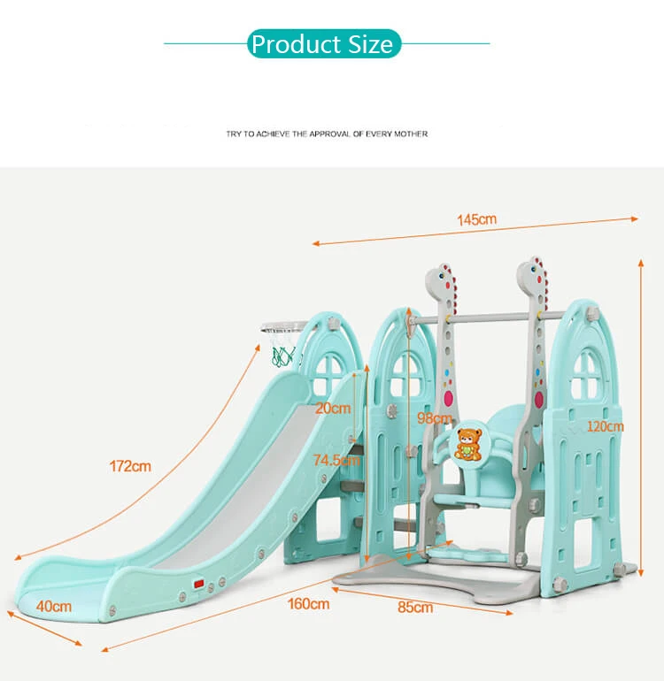 Scivolo per interni Combinato piccolo parco giochi Mini set altalena per diapositive in plastica per bambini