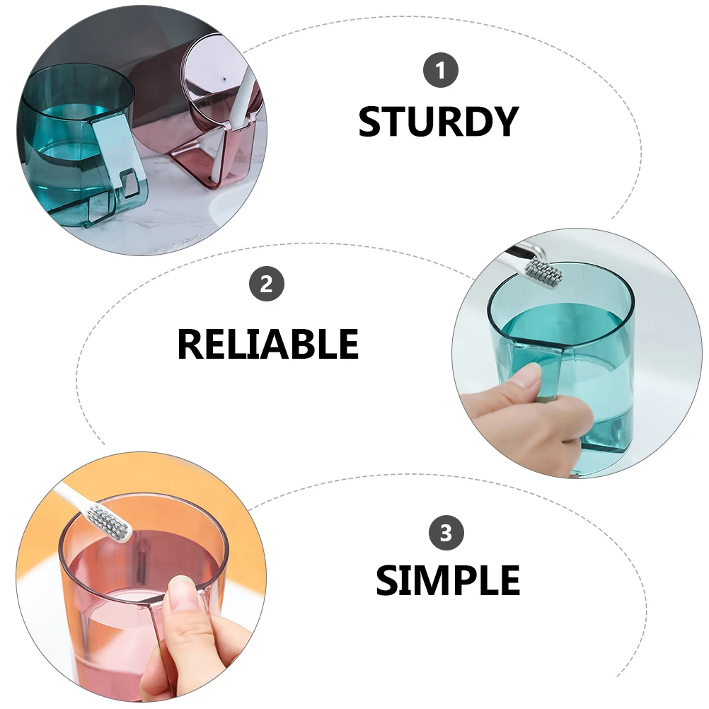 

3Pcs Washing Cups Premium Waterproof Material Toothbrush Storage Cup with Handle for Bathroom Organizer Smooth Rim Design