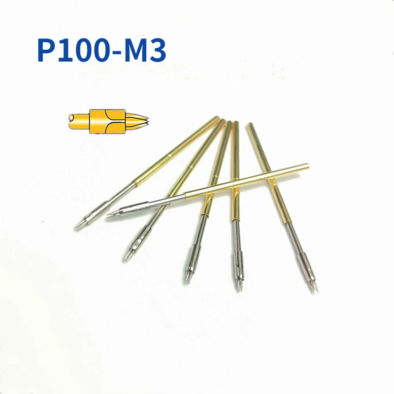 

100 PCS/pack P100-M3 Spring Test Pin 1.36mm Outer Diameter 38.35mm Total Length Three-point Test Thimble For ICT