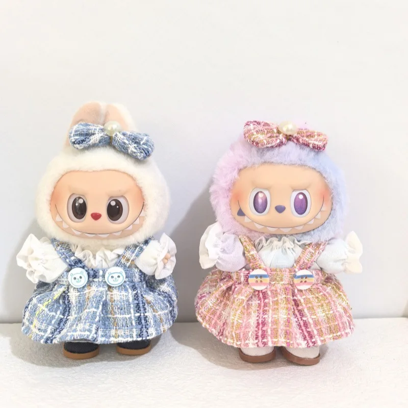 

Suitable for Labubu 15cm/17cm V1 V2 V3 Vinyl Dolls Small Fragrance Style Three-piece Set Cute Cartoon Skirt Dress Up Accessories