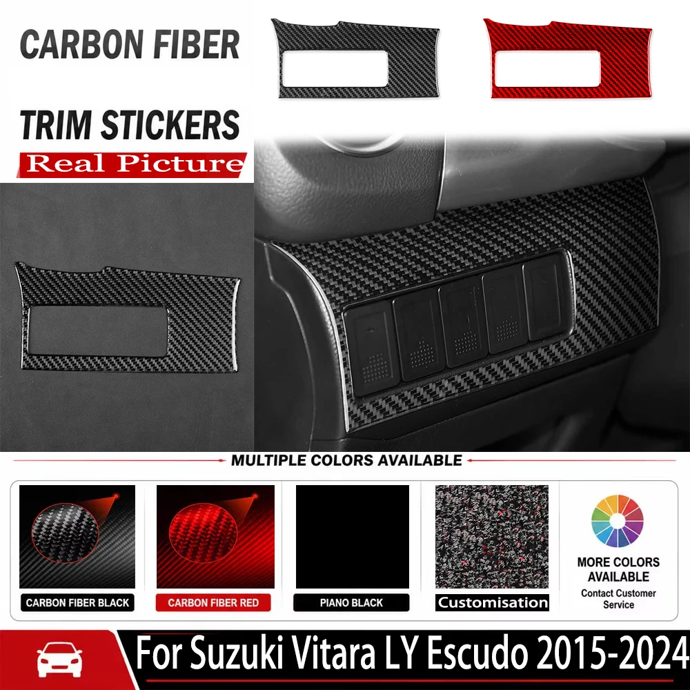 For Suzuki Vitara LY Escudo 2015‑2024 Carbon Fiber Dashboard Switch Panel Trim Car Interior Modification Accessories Sticker