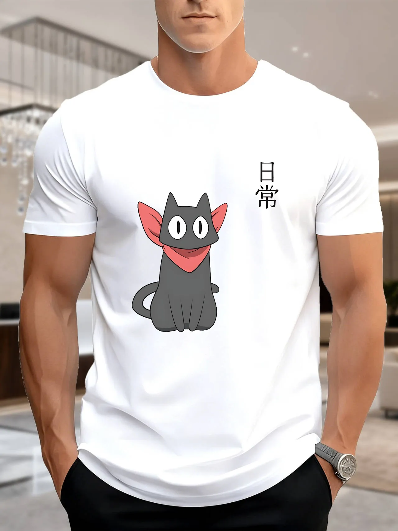 جديد وصول أزياء القط باندانا طباعة الرجال القطن تي شيرت تنفس لينة المحملة العصرية الشارع الشهير الضروري لملابس الصيف غير الرسمية #2