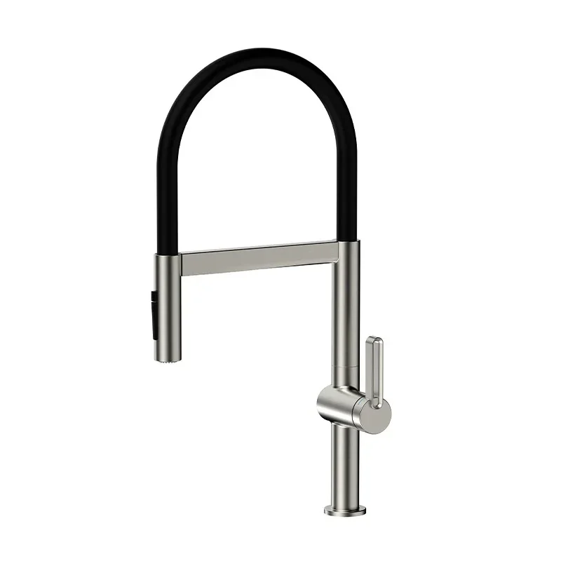 

Brush Gold/Grey Brass Kitchen Faucet Single Lever with Magnetic Suction Decked Hot And Cold Mixer - Water Sink Tap