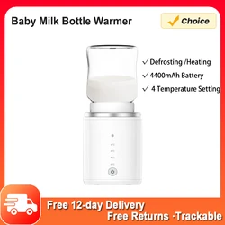 Portable Baby Milk Bottle Warmer Wireless Milk Heater Defrosting & Heating Dual Modes 4 Levels Temperature Built-in Battery