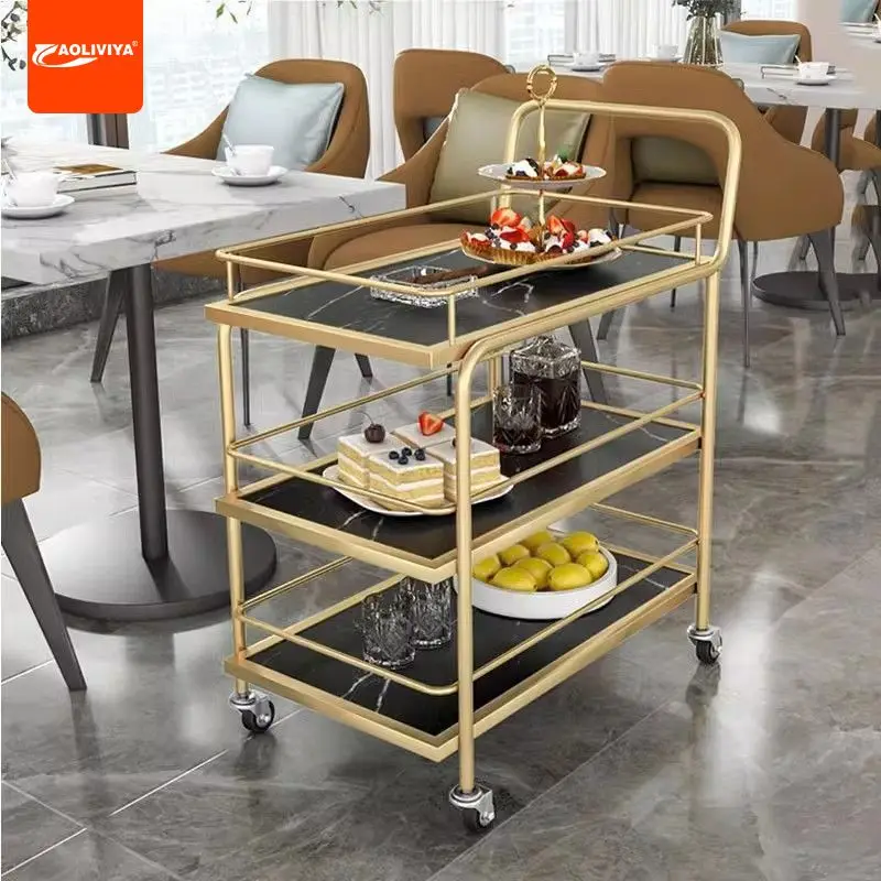 AOLIVIYA Nordic Mobile Trolley High-end Storage Hotel Drinks Household Gold Multi-layer Wrought Iron Dining Car Restaurant Food