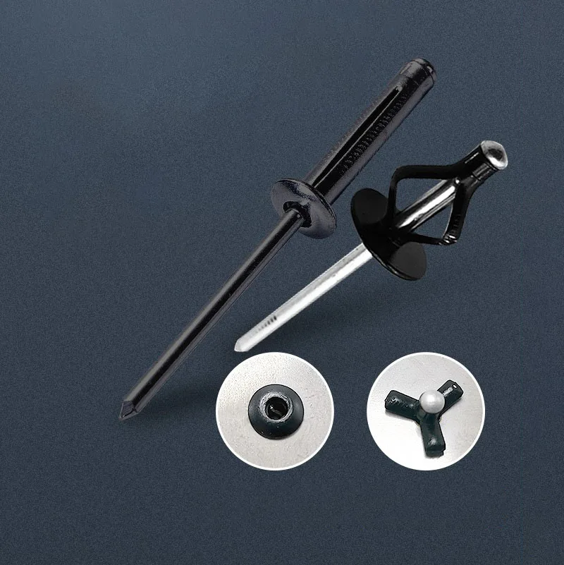 Black Folding Blind Rivet Aluminium Alloy Bumper Rivet Fold Type Remachadora 리벳 6 x 26 x 17.5mm Soft Plastic Material