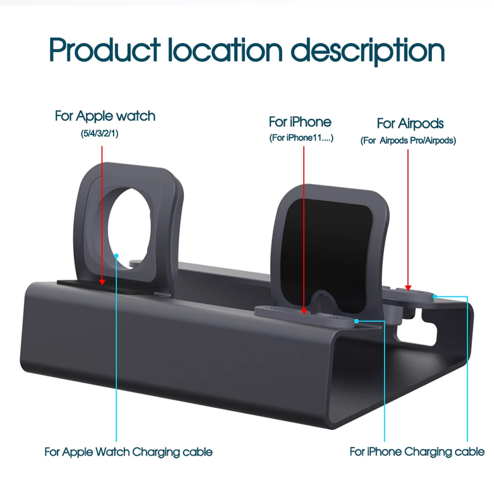 3-in-1 Aluminum Charger For iPhone 16 Pro Max/AirPods & Apple Watch SE/Series Ultra 2/1,10/9/SE/8/7/6/5/4/3/2/1 Phone Holder