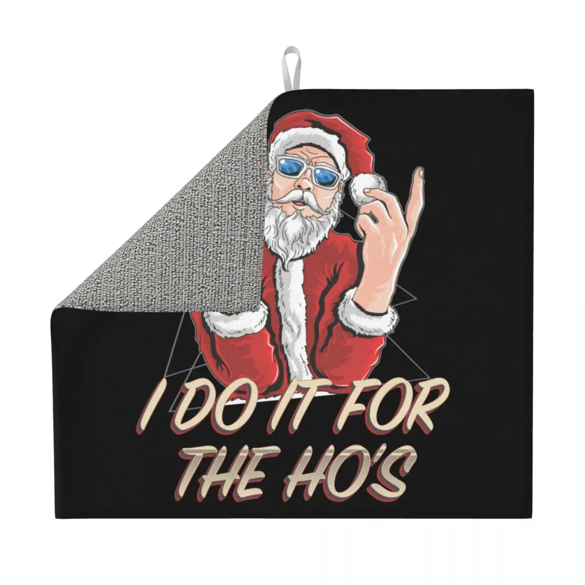 Custom Fast Dry Humor Santa Claus Dish Drying Pads Absorbent Microfiber Christmas I Do It For the Ho's Drainer Mats for Kitchen