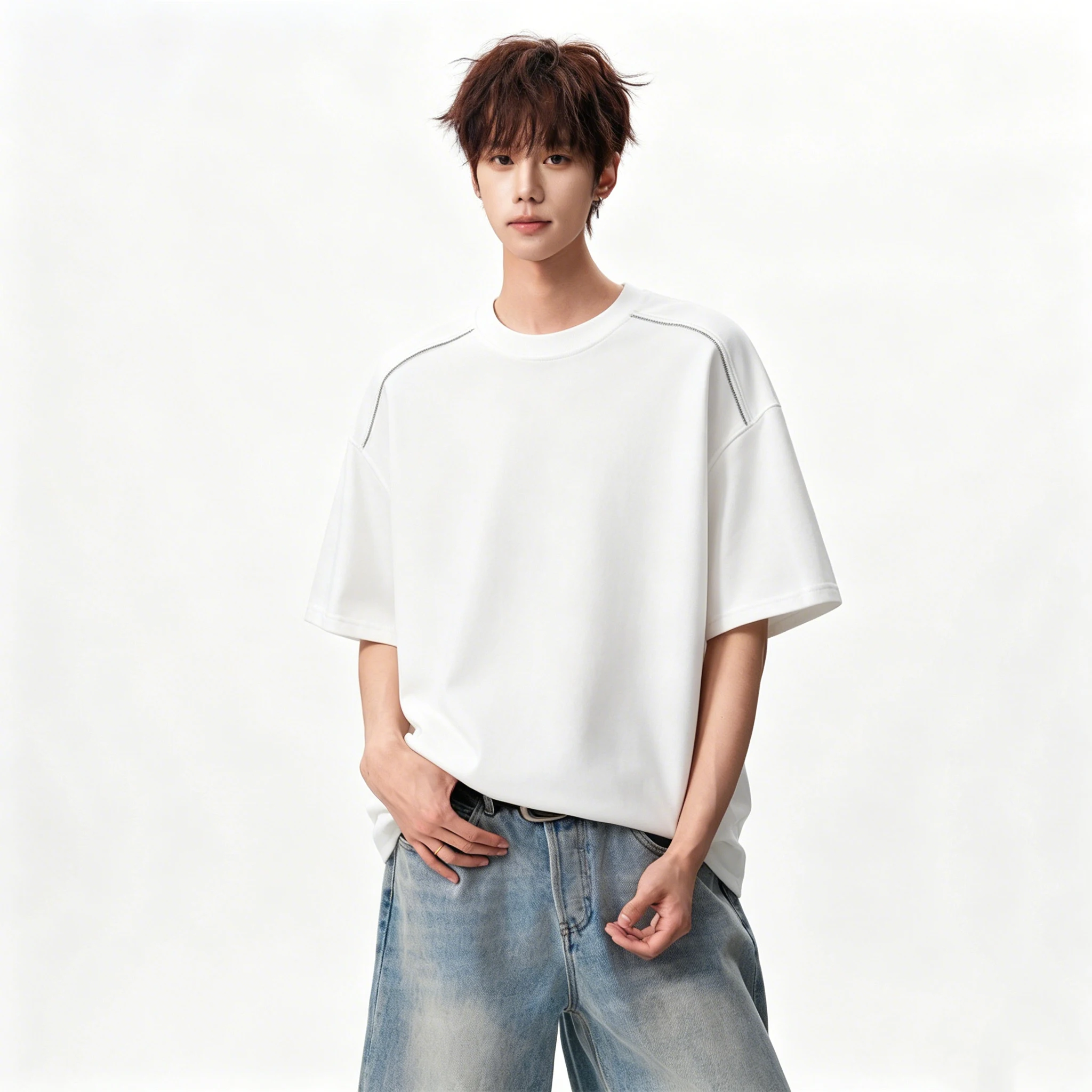 2026 Summer Men's Fashion Casual Loose Cotton Button-Down Short-Sleeved T-Shirt