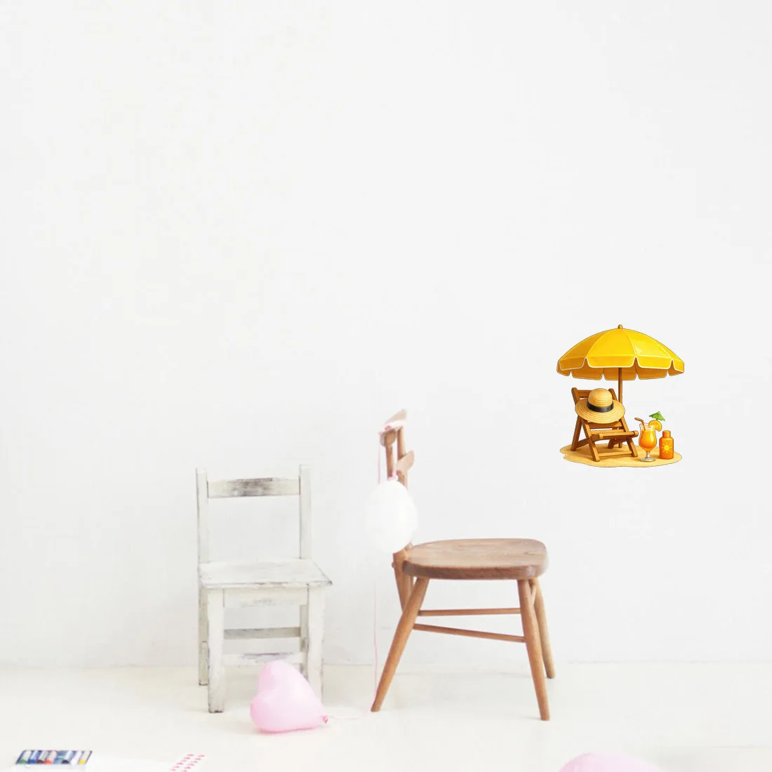 Three Ratels CD186 Beach sun umbrella cartoon wall sticker for home decoration cold drink shop decals