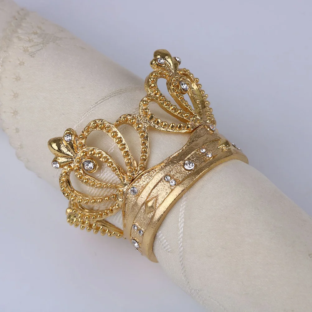

1Pcs Crown Napkin Ring Luxury Alloy Diamond Sparkling Perfect Wedding Party Celebration Hotel Anniversary Birthday Table Napkin