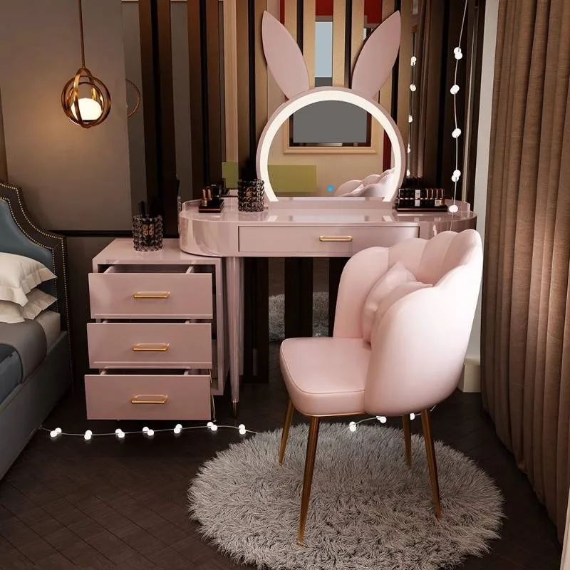 

Girls Light Vanity Table Small Makeup Moderno Luxury Mini Bedroom Vanity Table Home Sets Corner Penteadeira Feminina Furniture
