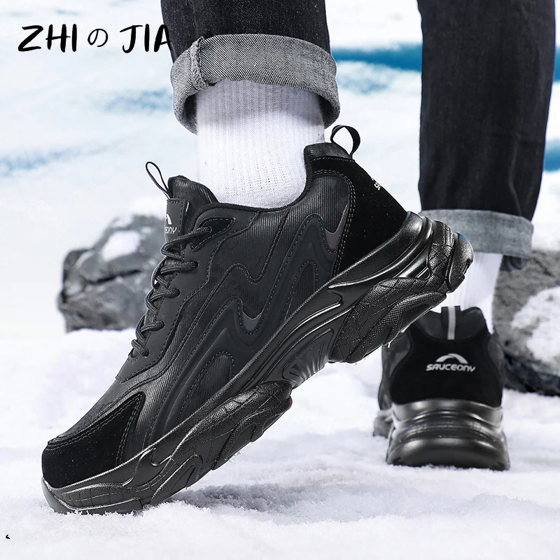 Leisure Sneaker Men\'s Extra Large Plush Shoes Winter Outdoor Warm Shoes Anti slip Durable Mountaineering Travel Footwear 39-47