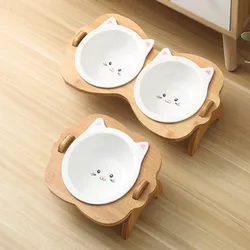 Cat Bowl Ceramic Slanted Mouth Protection For Cervical Vertebrae Pet Feeding Bowl Pet Products With Raised Feet To Prevent