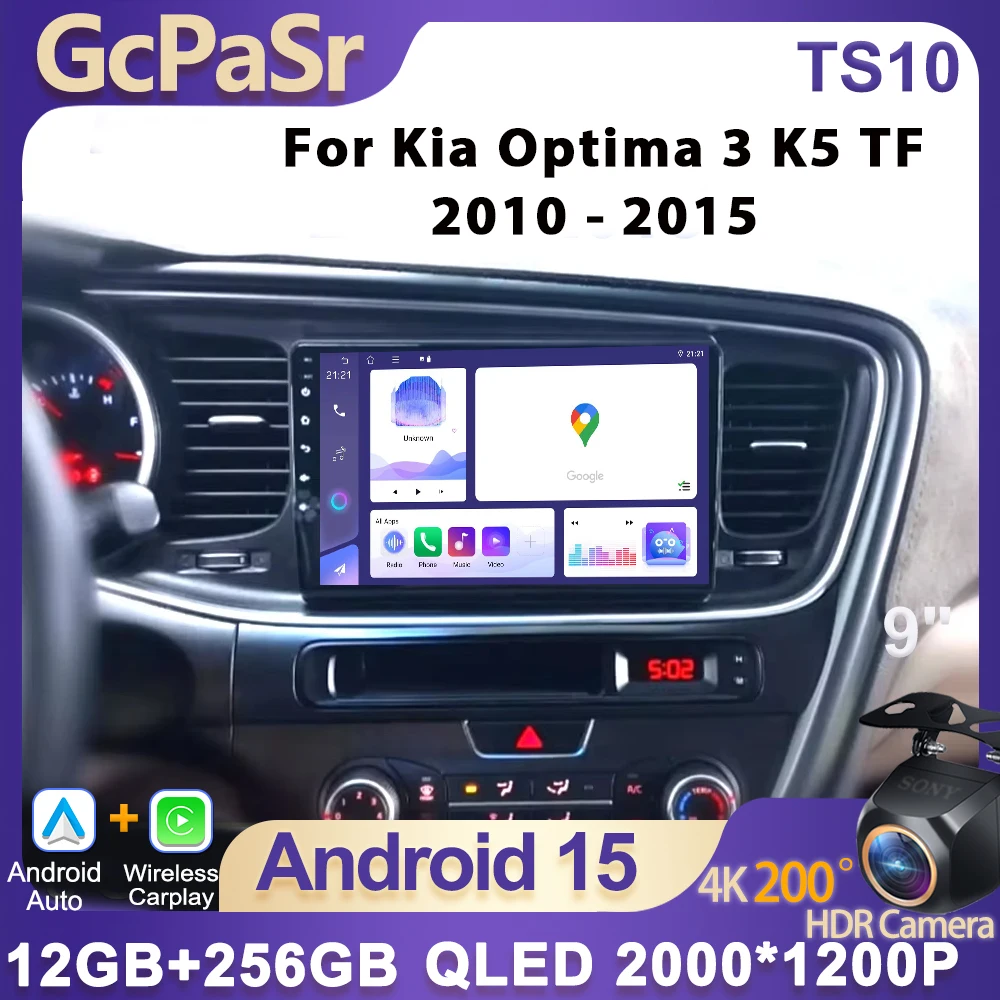 

Android 15 Wireless carplay For Kia K5 Optima 2011-2015 Car Multimedia Player Bluetooth WIFI Navigation Touch Screen Display