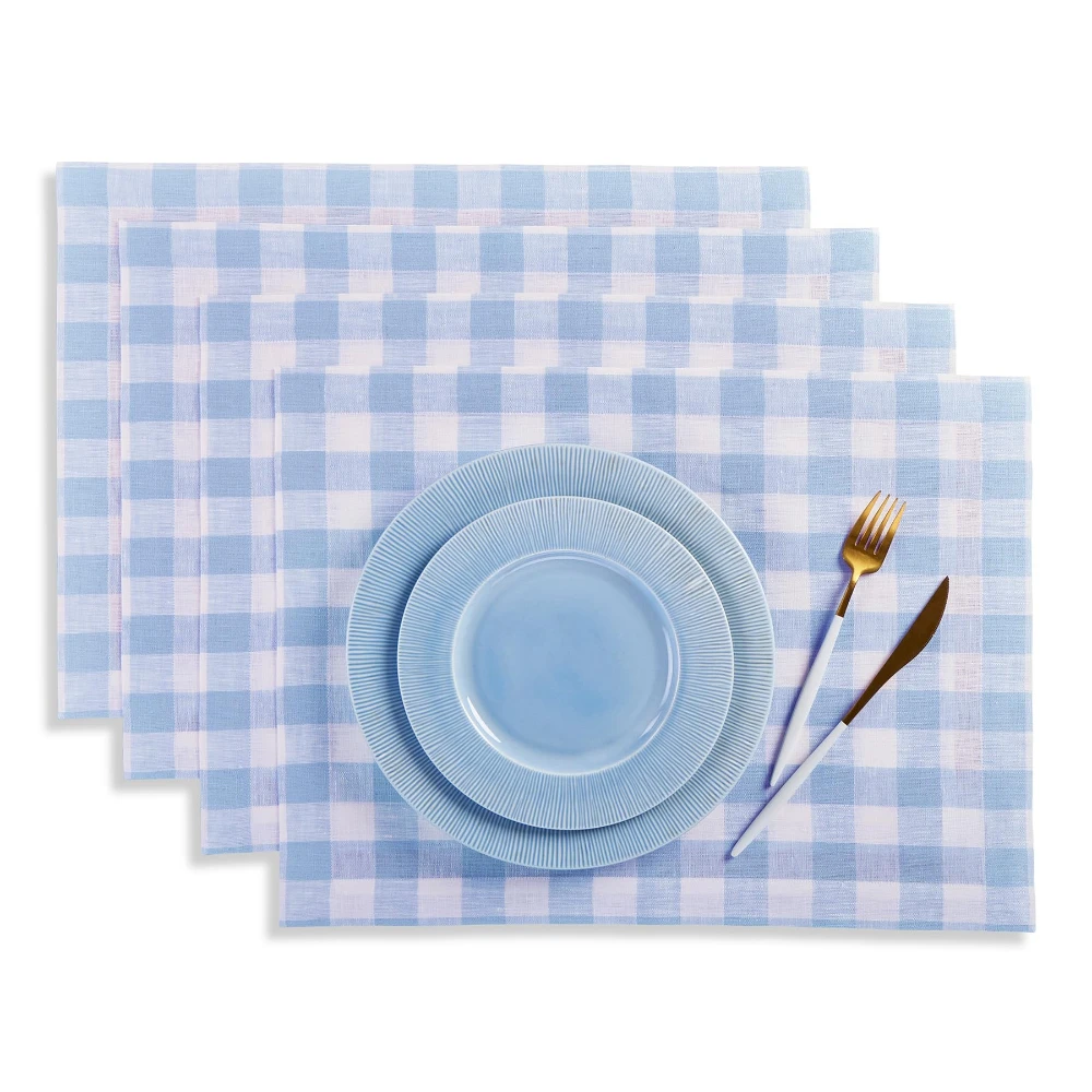 Black White Buffalo Check Linen Placemats Heat Resistant Mats Multiple Sizes For Halloween Holiday Rustic Table Ornament