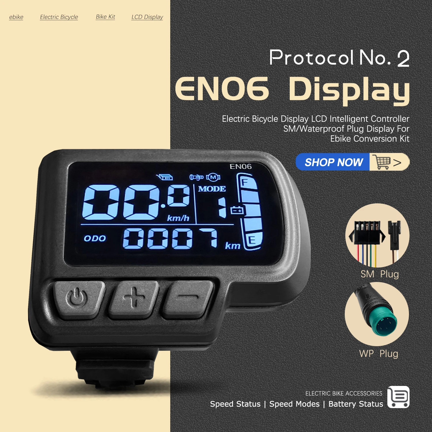 

Electric Bike Display LCD EN06 24V 36V 48V Meter With USB Protocol No. 2 Panel For Mountain eBike Conversion Kit Accessories
