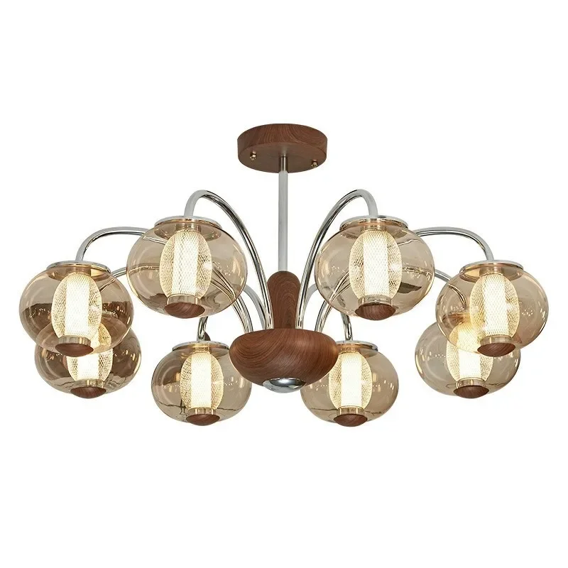 

French medieval living room chandelier retro dining room walnut color study bedroom designer room light