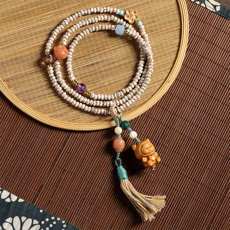 خمر العرقية نمط هاينان ستار القمر لوتس اليد معصمه متعددة الحلقات سترة سلسلة Understated مجوهرات الأزياء غير رسمية #4