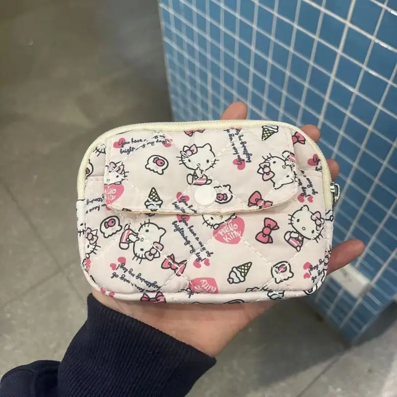 Кошелек Hello Kitty с героями мультфильмов Sanrio, кошелек в стиле аниме, держатель для карт, сумка для хранения Ccd, органайзер для гигиенических салфеток, чехол для макияжа, подарки