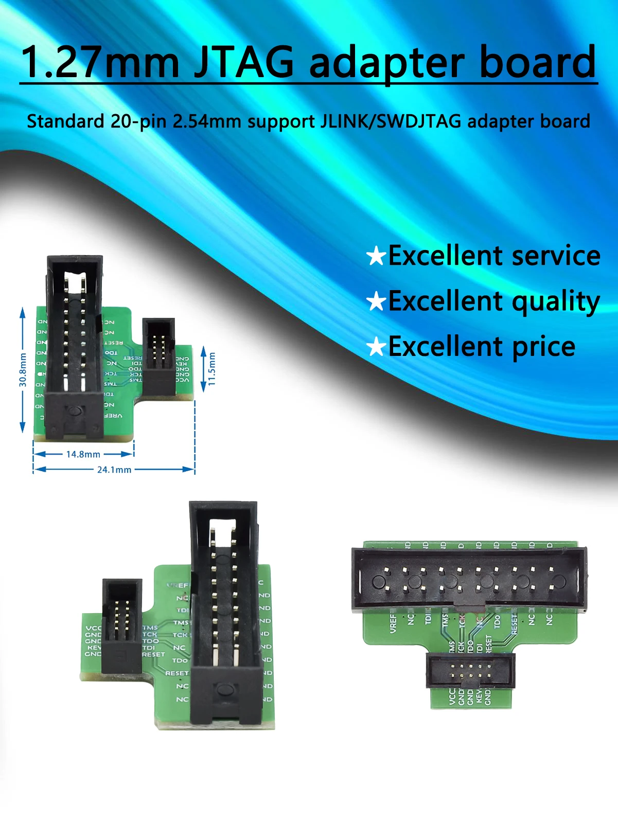 1.27mm JTAG adapter board standard 20-pin 2.54mm to 10-pin 1.27/mm support JLINK/SWD