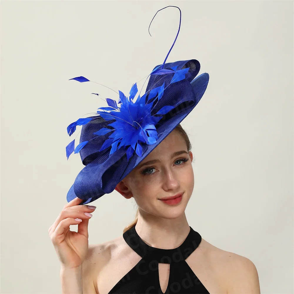 Kentucky Derby Big Fascinator Feather Hat Women Wedding Pillbox Fascinators Hat With Headband Ladies Elegant Party Chapeau Cap