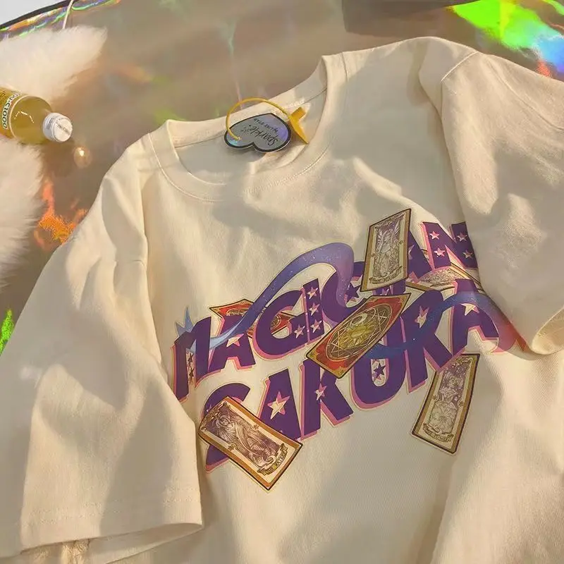 تي شيرت نسائي كلاسيكي مطبوع عليه حروف مطبوع عليه رسوم كرتونية تي شيرت صيفي غير رسمي فضفاض بأكمام قصيرة تي شيرت علوي ضخم