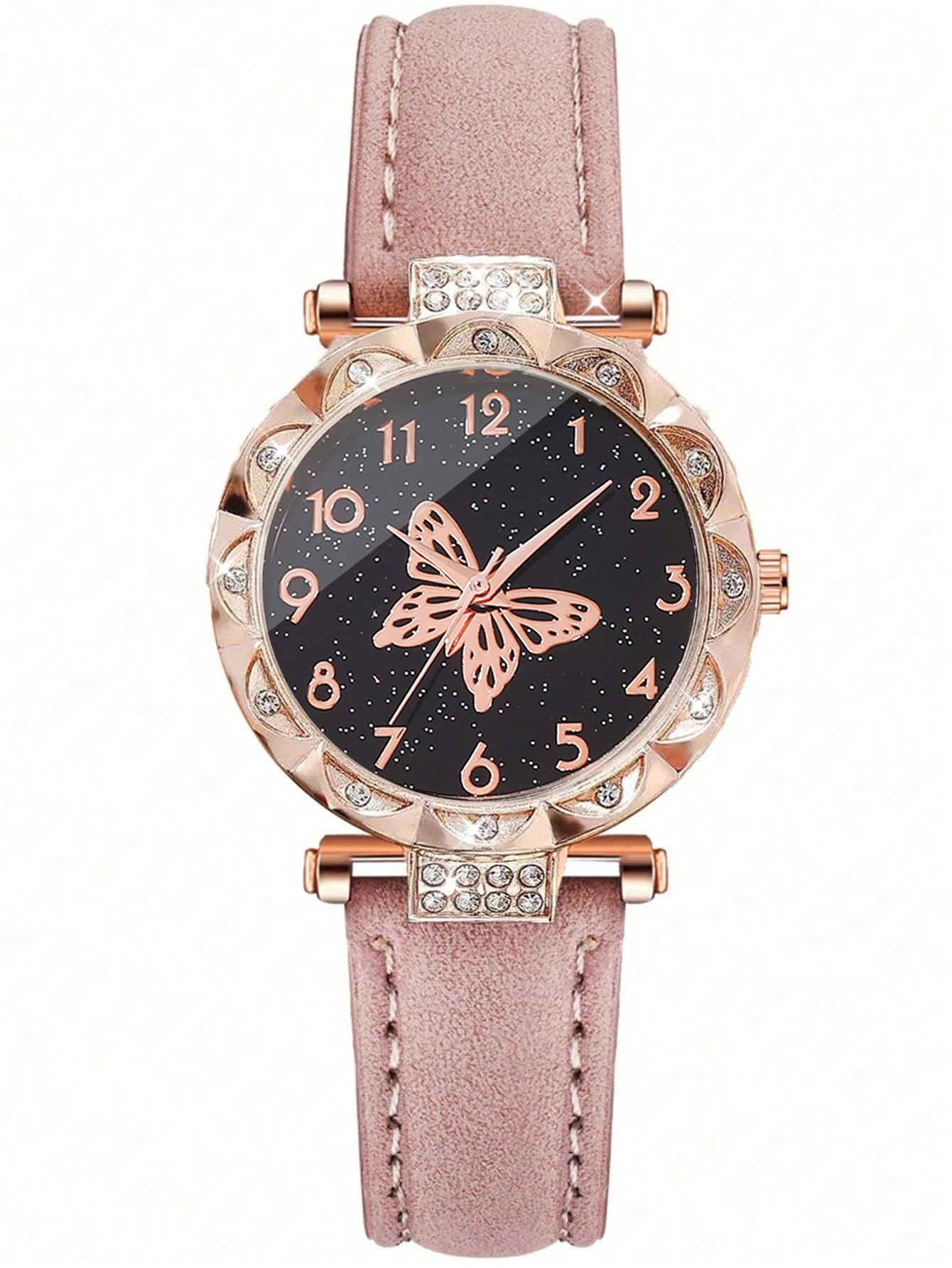 Pink Classic Lace Large Butterfly Ladies quartz watch with beaded butterfly necklace set analog watch gift everyday wear pieces