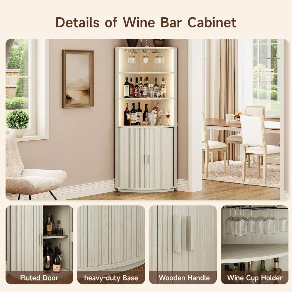 White LED Corner Bar Cabinet 3