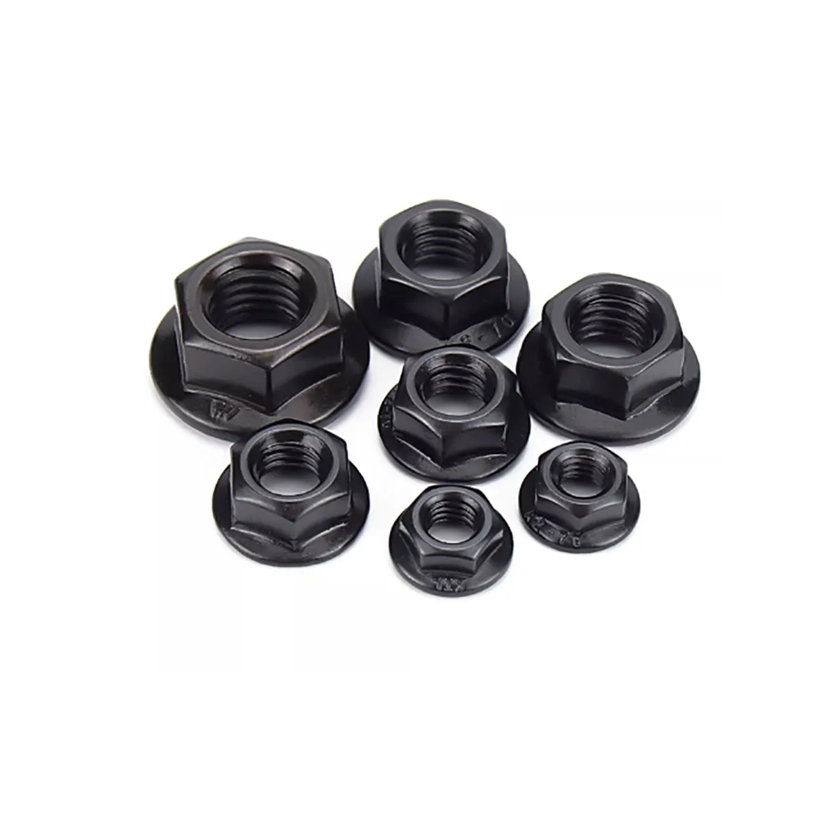 Black 304 Stainless Steel Serrated Flange Nuts - Anti-Slip & Anti-Loosening Fasteners M2-M10