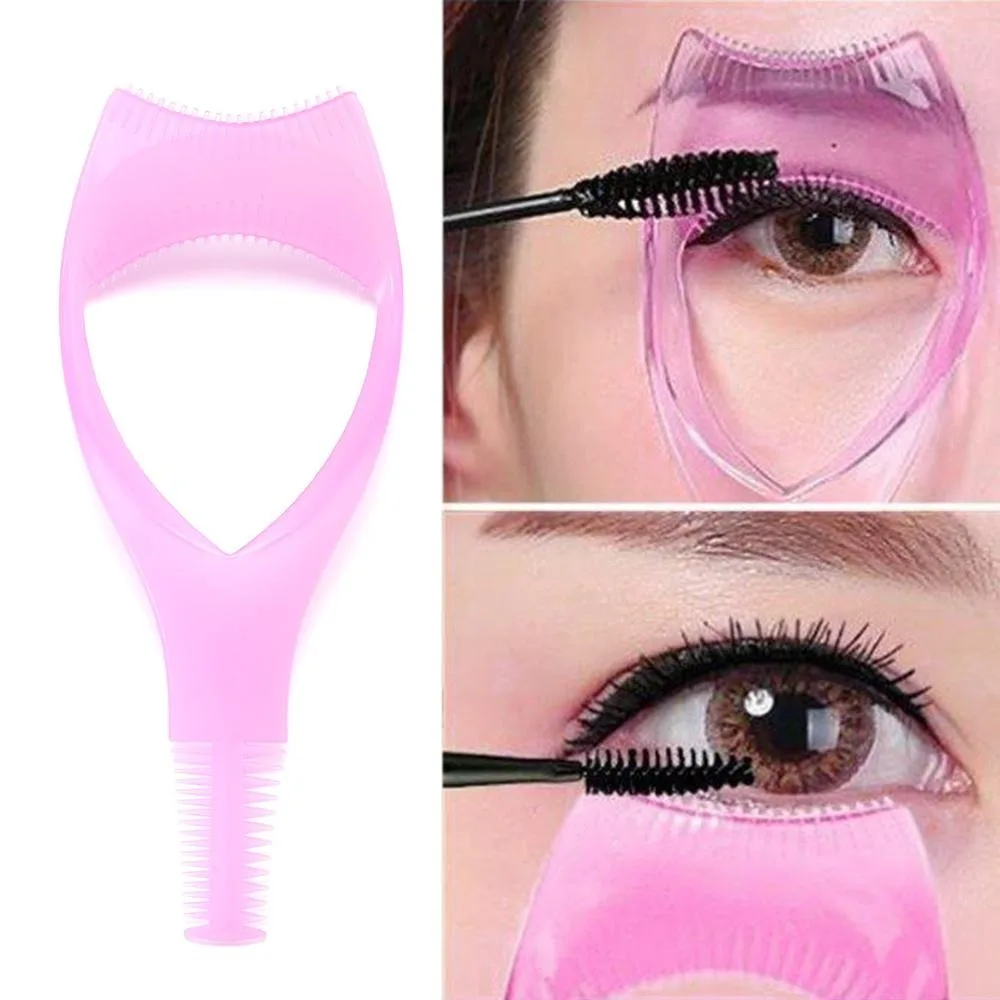 Eyeliner Assistant 3-In-1 Eyelash Comb Template Crystal Protect Eyes Mascara Shield Guide Cosmetic Make Up Brush Applicator Tool