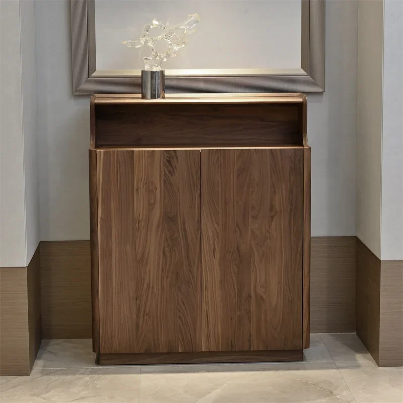 All solid wood furniture customized Nordic minimalist modern luxury living room entrance cabinet North American black walnut sho