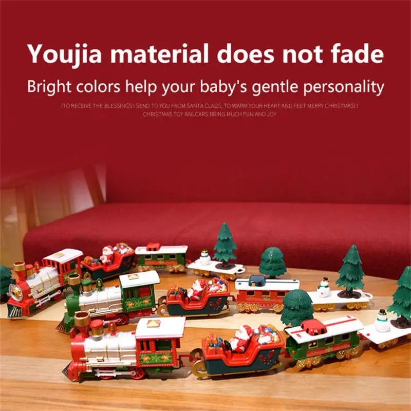 

Christmas Train Set Festive Mini Locomotive Model With Lights Sound Water Steam Railway Kits Electric Tracks Toys Kids Gift