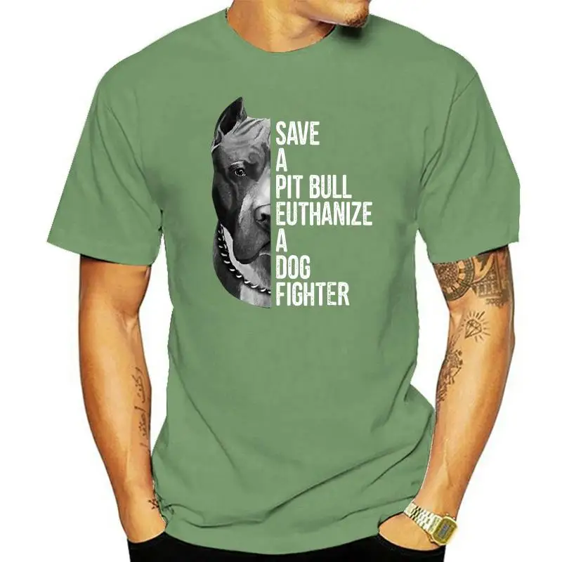 Save A Pitbull Euthanize A Dog Fighter Black T-Shirt For Dog Lovers Summer Style Tee Shirt