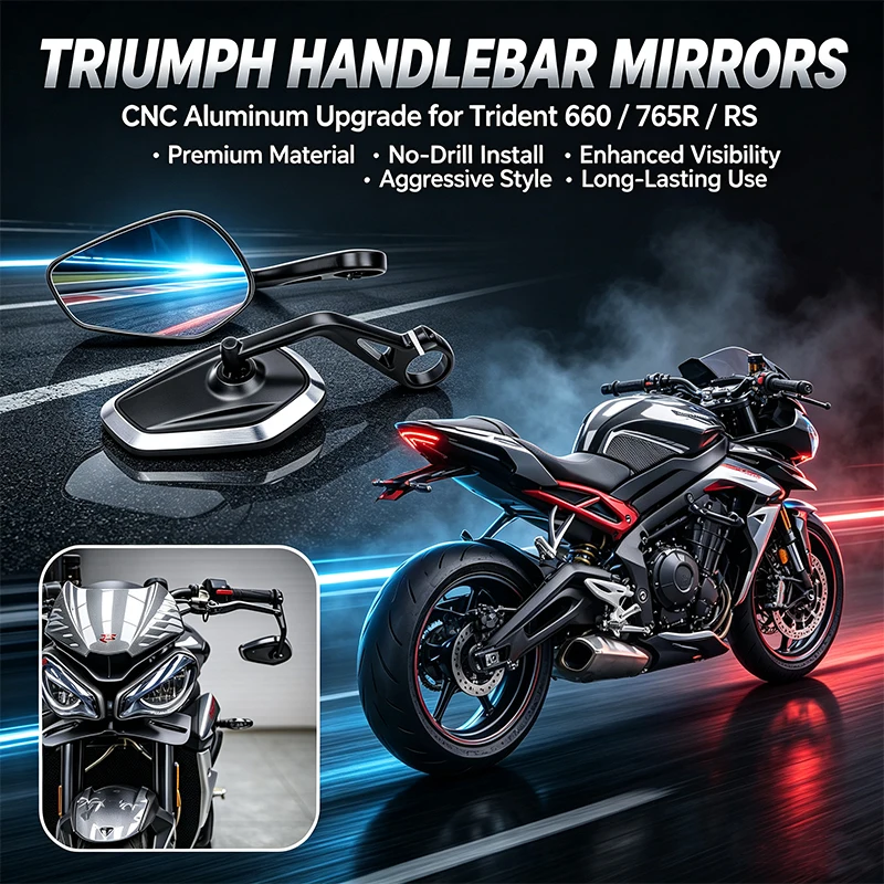 For Rocket 3 Street Triple S 765 765RS 765R Trident 660 Speed Triple 1200RS 1200RR Motorcycle Handlebar Rearview Bar End Mirrors