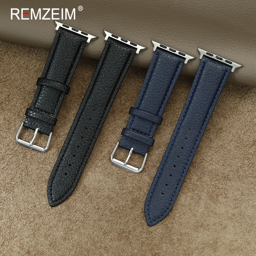 Lychee Grain Damen-Uhrenarmband aus PU-Leder, bequem, für Apple Watch 1-11 Ultra SE, Uhrenarmband für iWatch 38–49 mm, alle Größen