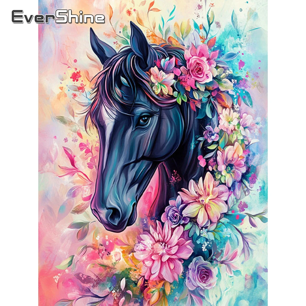 EverShine Diamant-Stickerei, Pferd, volles Quadrat, Mosaik, Tierbild, Strasssteine, Gemälde, Blume, DIY, Kunst, Heimdekoration