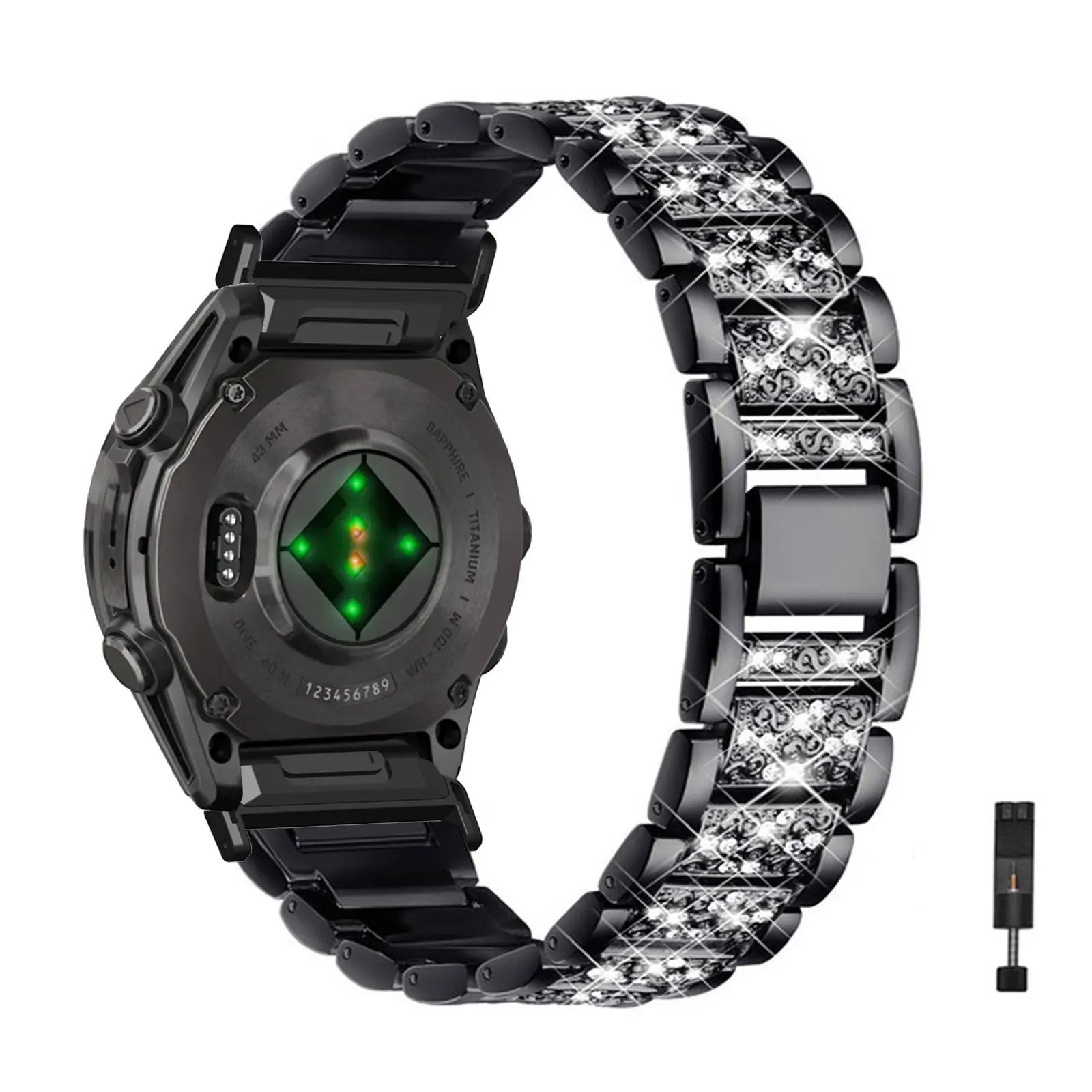 

Ремешки с бриллиантами для Garmin Fenix 7S Solar/7S Sapphire Solar/Epix Pro 42 мм/Epix Gen 2 42 мм, блестящий металлический ремешок для женщин